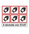 Etichette autoadesive  'comburente'. Dim. Varie