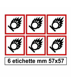 Etichette autoadesive  'comburente'. Dim. Varie