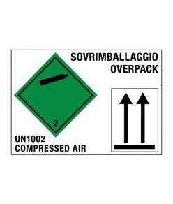 etichette autoadesive "OVERPACK COMPRESSED AIR''