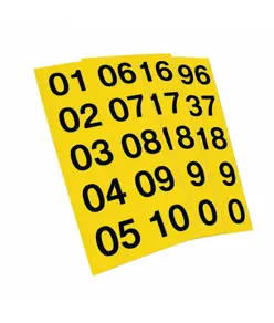 fogli di adesivi con numeri consecutivi da 01 a 99