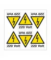 Foglio di 6 etichette autoadesive per impianti elettrici  da 220 volt