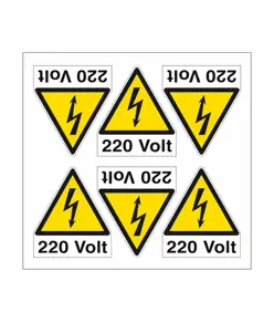 Foglio di 6 etichette autoadesive per impianti elettrici  da 220 volt