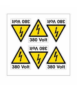 Foglio di 6 etichette autoadesive per impianti elettrici  da 380 volt