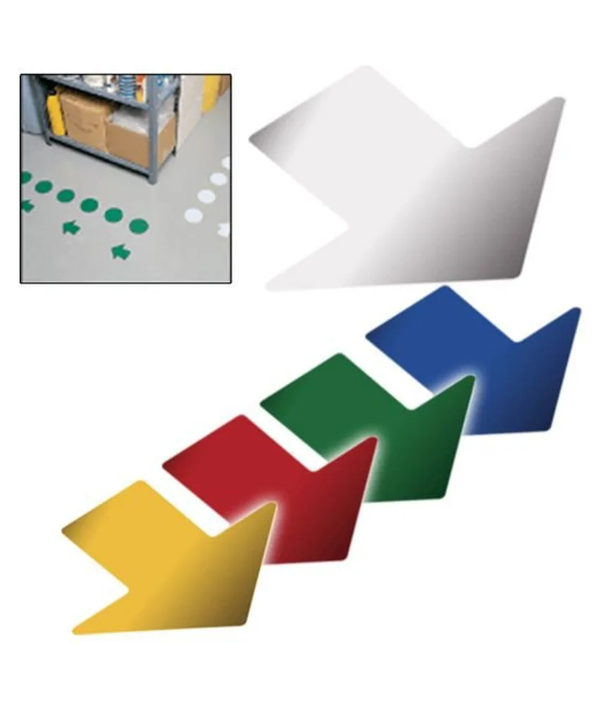 100 frecce adesive per segnaletica orizzontale, 50x125mm - per delimitare passaggi e corsie in magazzini, industrie, ecc