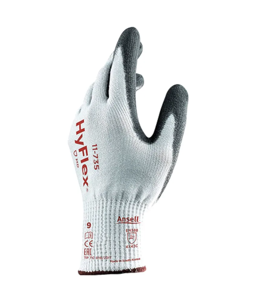 12 Guanti antitaglio Ansell, con palmo rivestito in poliuretano e fodera in fibra di vetro, HPPE, Nylon e Spandex