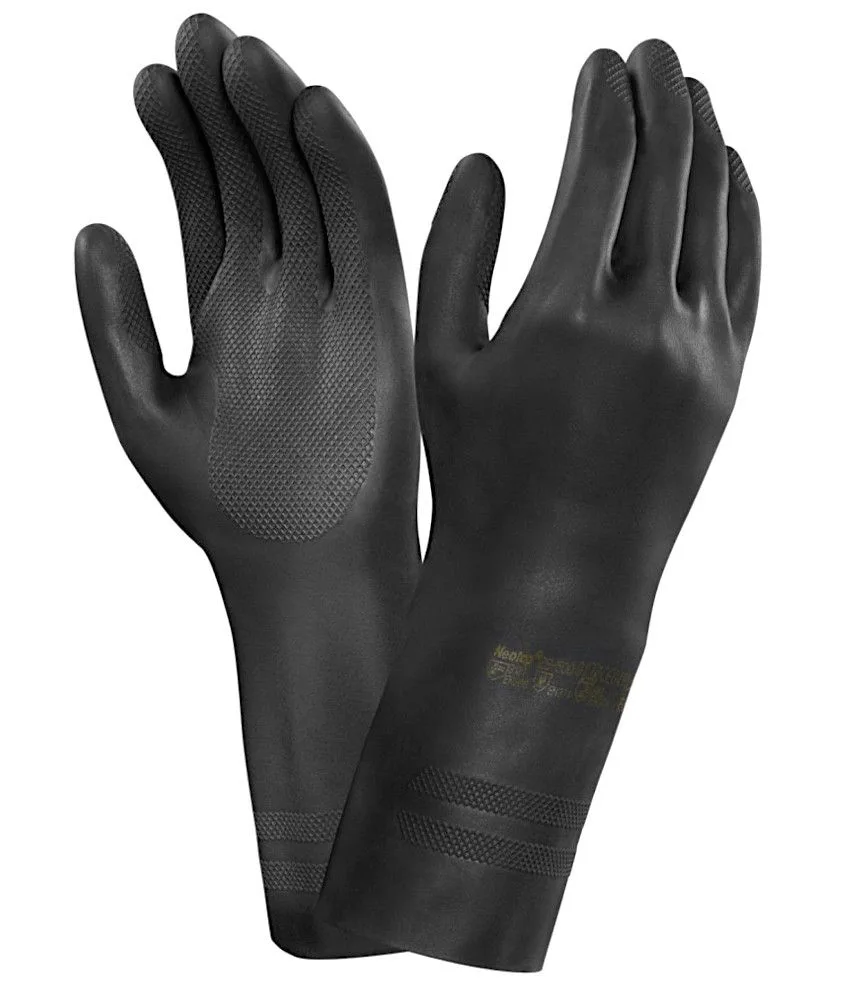 12 paia guanti in neoprene per chimici Alphatec 29-500, fodera in puro cotone - felpati internamente - elevata flessibilità anche a basse temperature