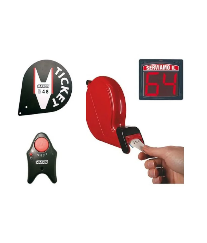 Kit eliminacode, Dispenser con etichette numerate - pannello luminoso con n. cliente da servire - telecomando per cambiare numero