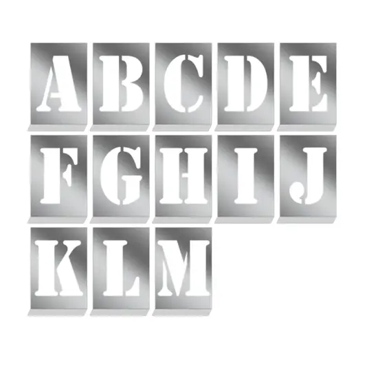 Kit stencil in alluminio con lettere dalla A alla M