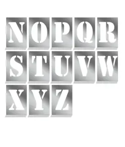 Kit stencil in alluminio con lettere dalla N alla Z