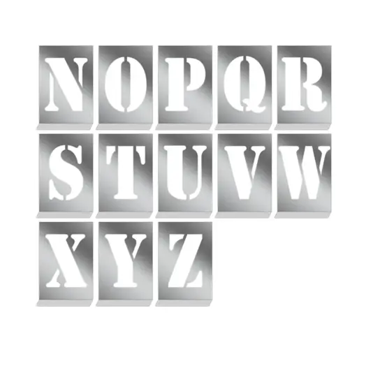 Kit stencil in alluminio con lettere dalla N alla Z