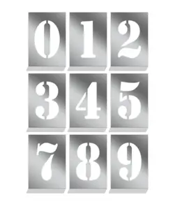 Kit stencil in alluminio con numeri dal 0 al 9