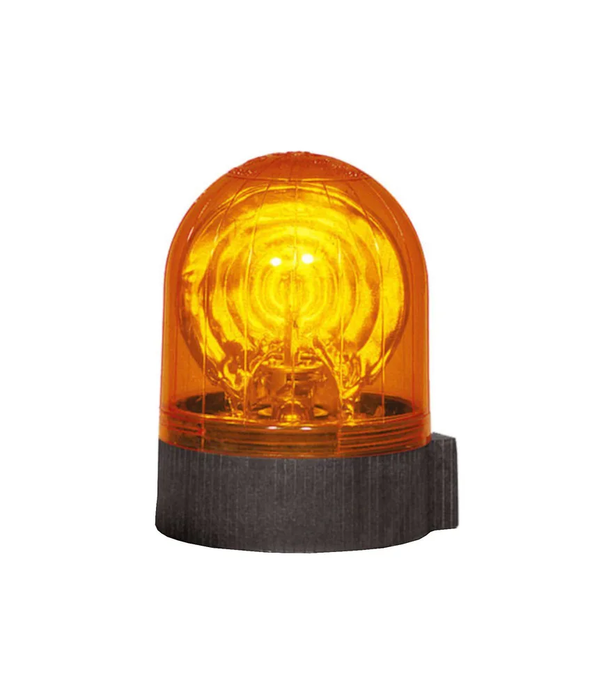 Lampeggiante per veicoli girevole, Lampeggiante fisso a installazione permanente sul veicolo - omologato al C.d.S. - ottica alogena colore arancio