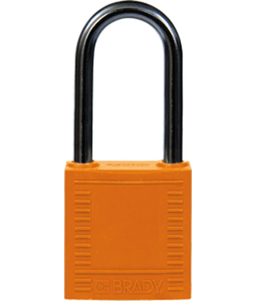 6 lucchetti di sicurezza con corpo in nylon e arco in alluminio, arco in alluminio - resistente alle temperature fino a +120°C