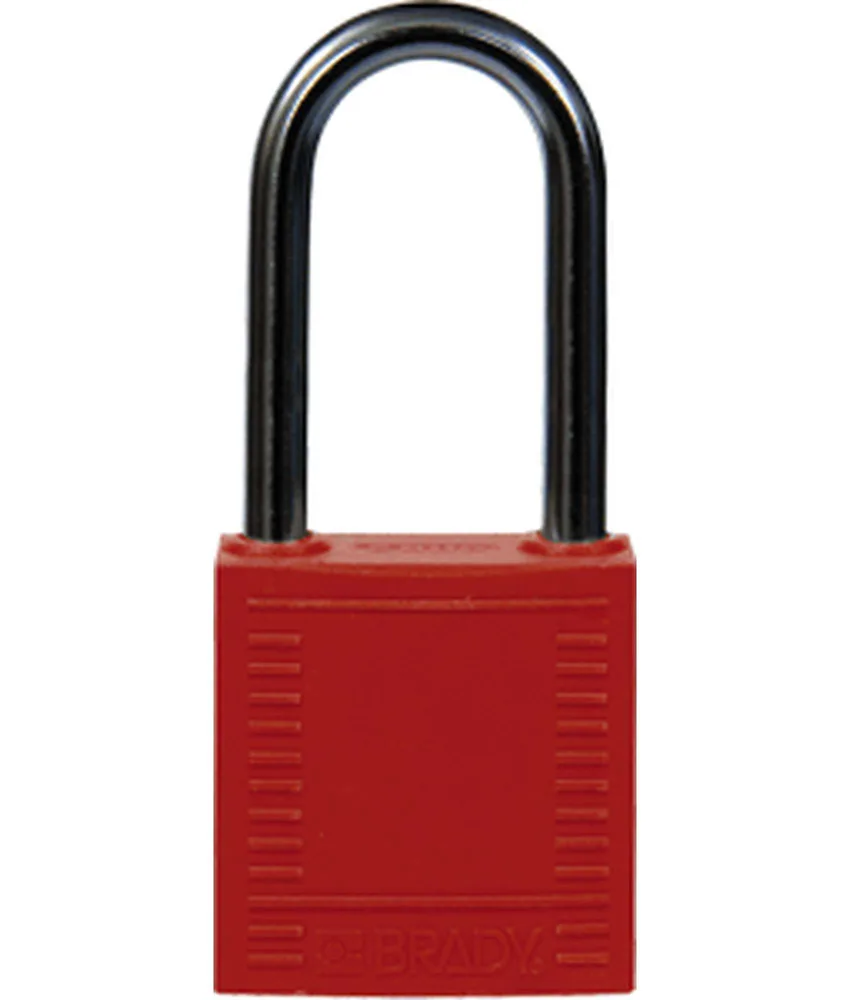 6 lucchetti di sicurezza con corpo in nylon e arco in alluminio, arco in alluminio - resistente alle temperature fino a +120°C