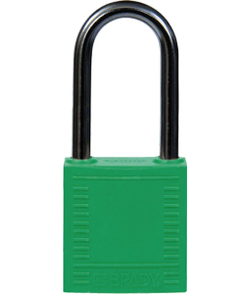 6 lucchetti di sicurezza con corpo in nylon e arco in alluminio, arco in alluminio - resistente alle temperature fino a +120°C