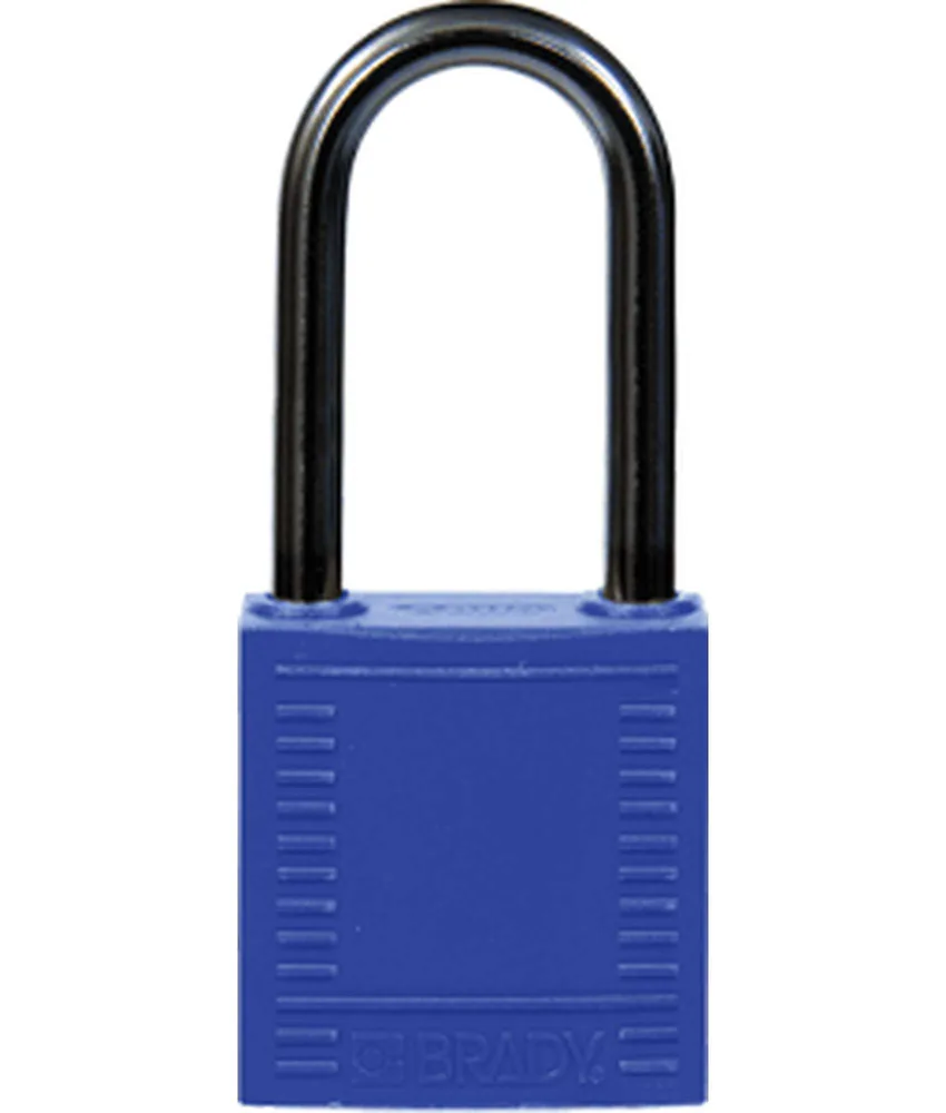 6 lucchetti di sicurezza con corpo in nylon e arco in alluminio, arco in alluminio - resistente alle temperature fino a +120°C