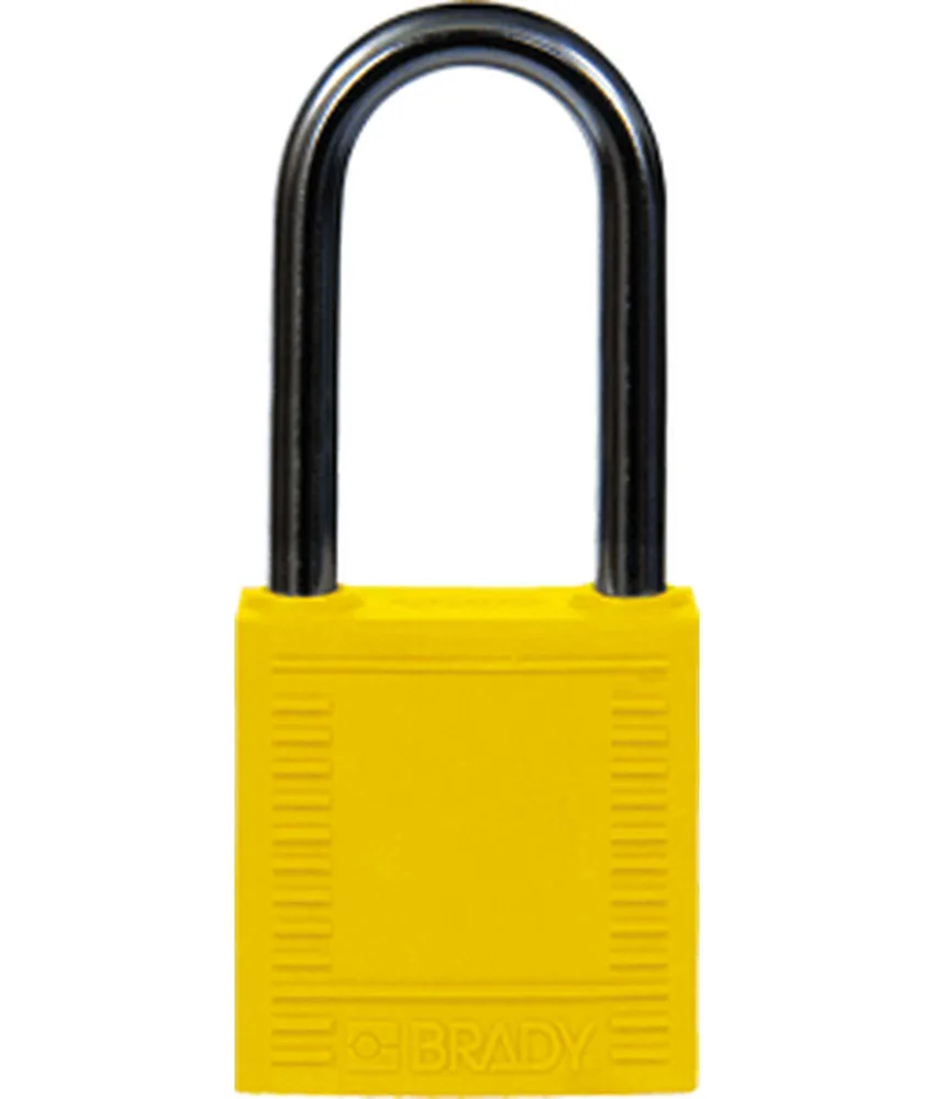 6 lucchetti di sicurezza con corpo in nylon e arco in alluminio, arco in alluminio - resistente alle temperature fino a +120°C