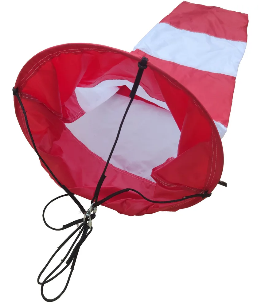 Manica a vento light per aviazione 1,60 metri, in tessuto light - 3 bande rosse e 2 bianche