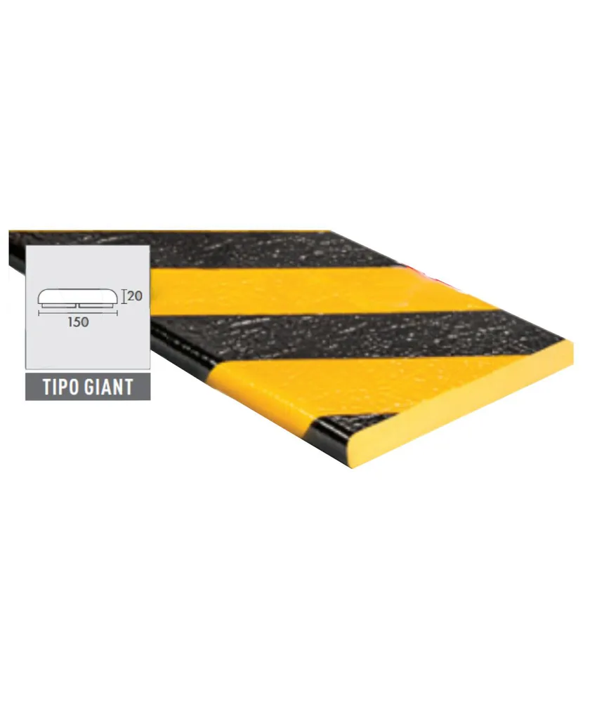 Paracolpi tipo GIANT piatto, su angoli o superfici piane - per interni ed esterni - larghezza 150 x 20 mm