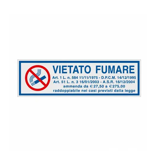 Pellicola adesiva per interni 'vietato fumare' con articoli