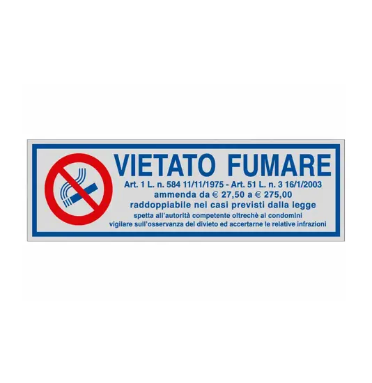 Pellicola adesiva per interni 'vietato fumare per condominio' con articoli