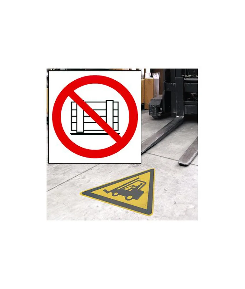 Pittogramma autoadesivo 'Vietato depositare materiale', PVC spessore 95 micron - da pavimento