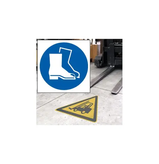 Pittogramma da pavimento autoadesivo  Obbligo uso scarpe di sicurezza