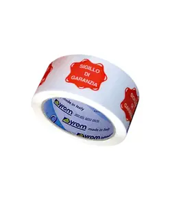 rotoli di nastro da imballo in polipropilene bianco/rosso h 5 X mt. 66
