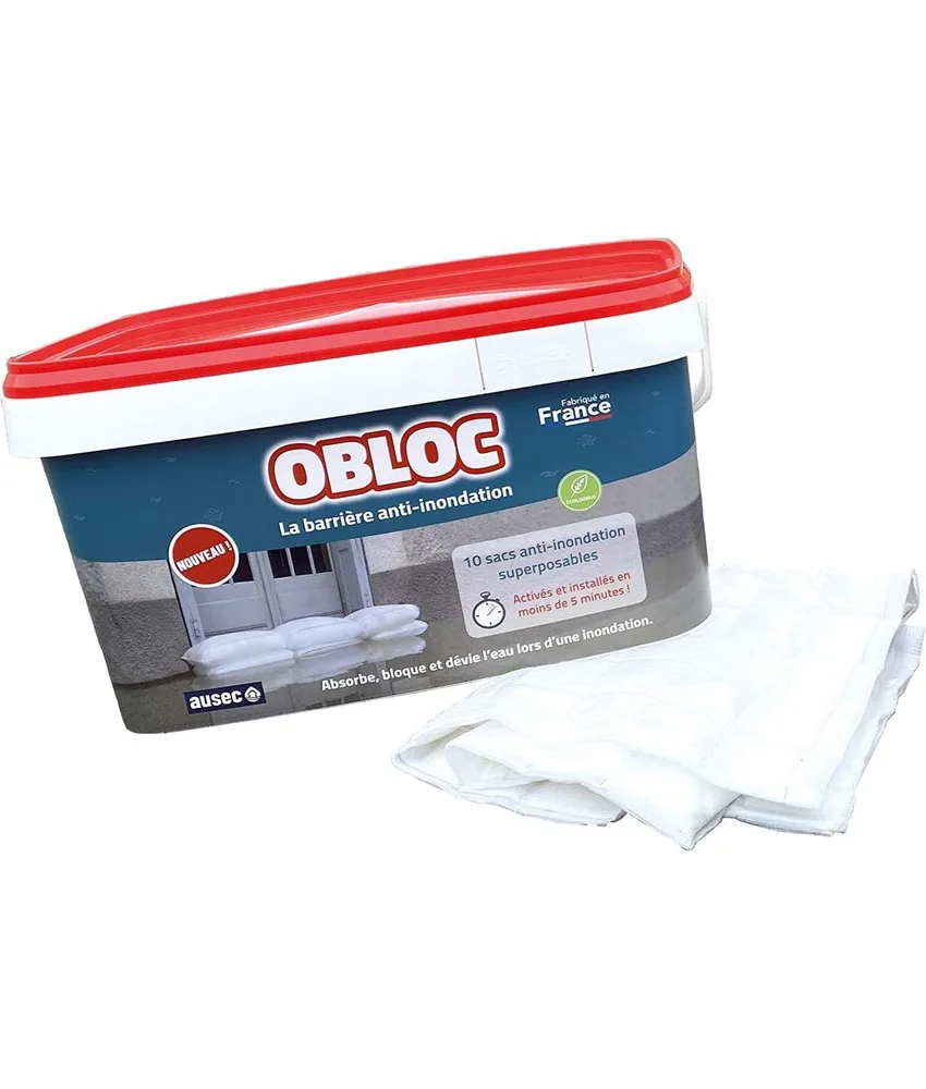 10 sacchi anti-inondazione Obloc, 60x40 cm - possono essere conservati ed utilizzati per circa 2 mesi