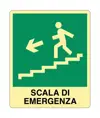 Scala di emergenza a sinistra cartello fotoluminescente