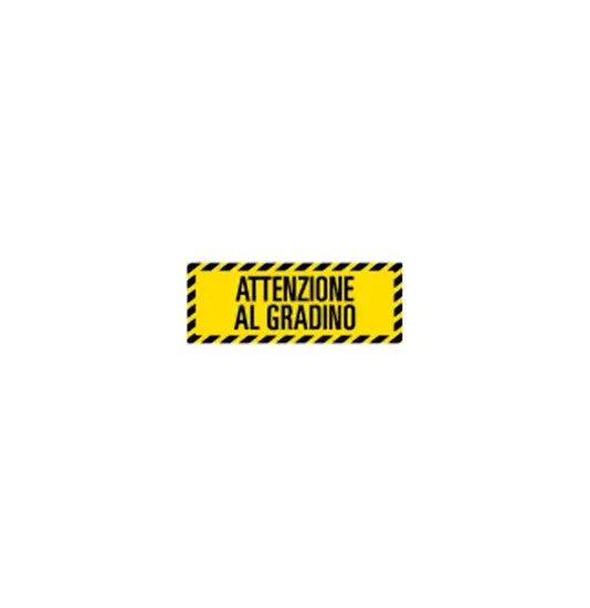 Scritta da pavimento autoadesivo Attenzione al gradino. Cm. 40 x 15.
