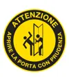 Segnale adesivo da pavimento “Attenzione aprire la porta con prudenza”