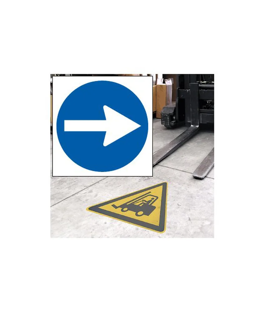 Segnale adesivo da pavimento Direzione obbligatoria, PVC - 125 micron