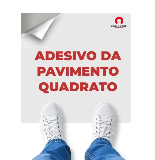 Segnaletica adesiva da pavimento personalizzata formato quadrato