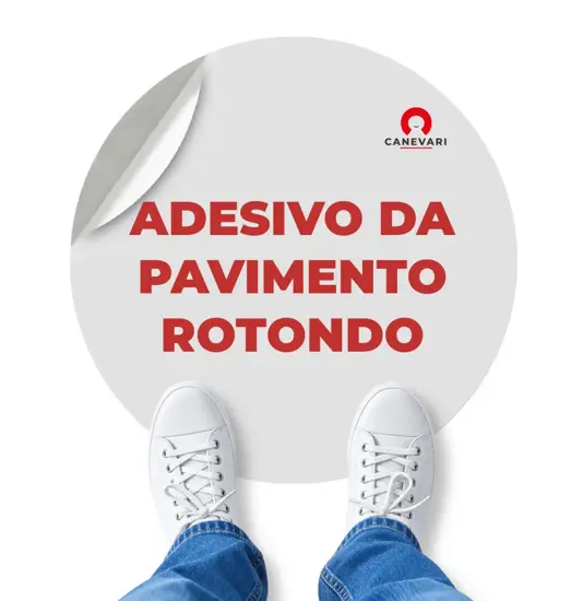 Segnaletica adesiva da pavimento personalizzata formato rotondo