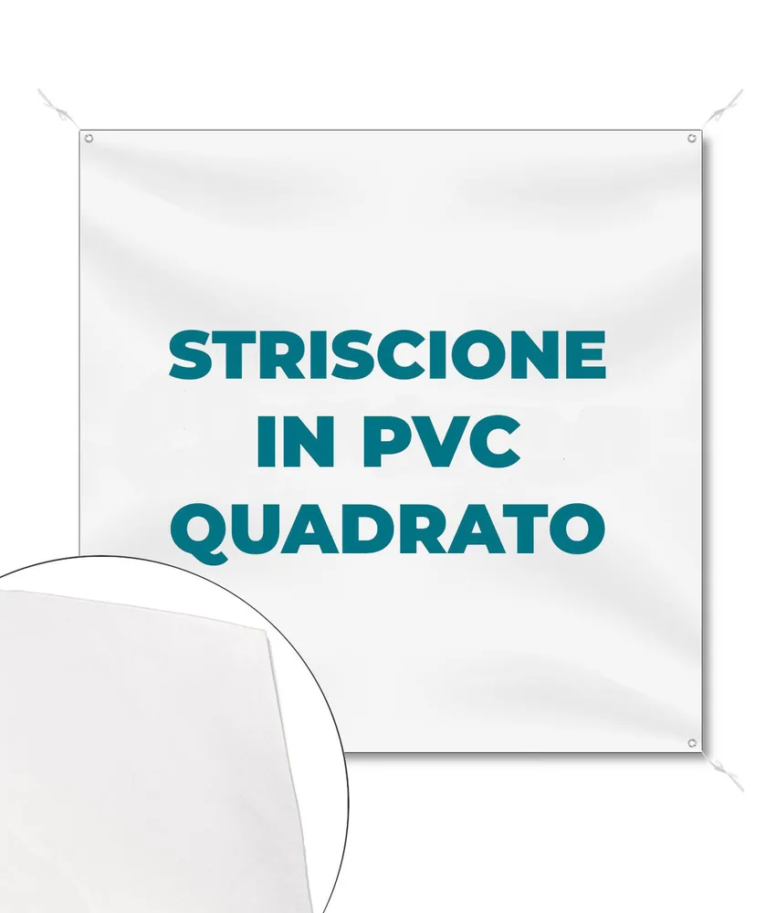 Striscione in PVC formato quadrato, varie dimensioni - peso 510 g/m² - uso interno/esterno