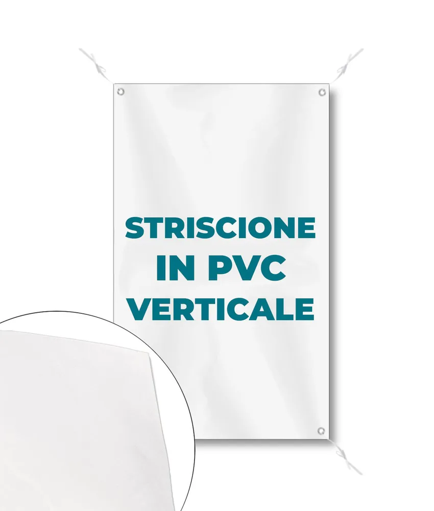 Striscione in PVC formato verticale, varie dimensioni - peso 510 g/m² - uso interno/esterno