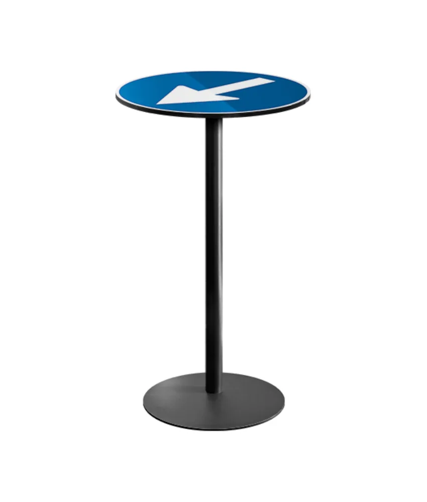 Tavolino alto con simbolo serie Road, personalizzabile - base in acciaio
