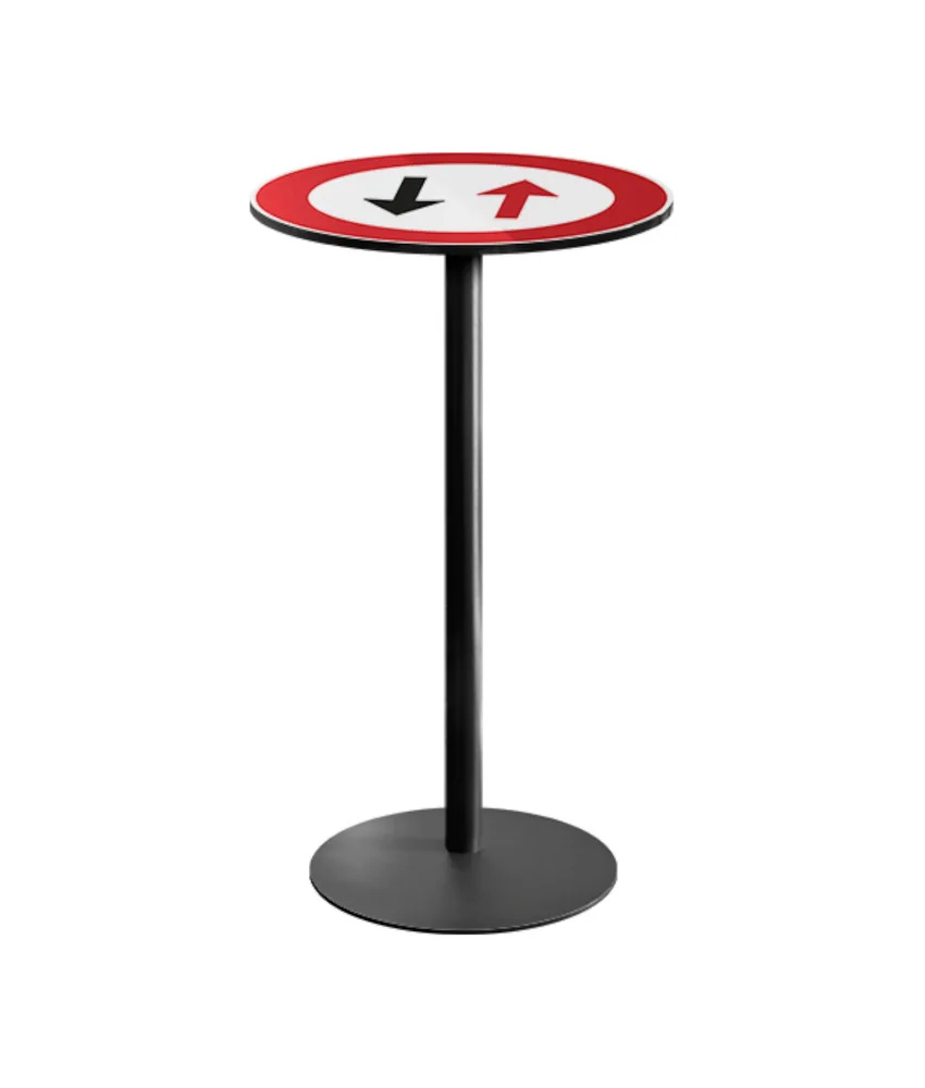 Tavolino alto con simbolo serie Road, personalizzabile - base in acciaio