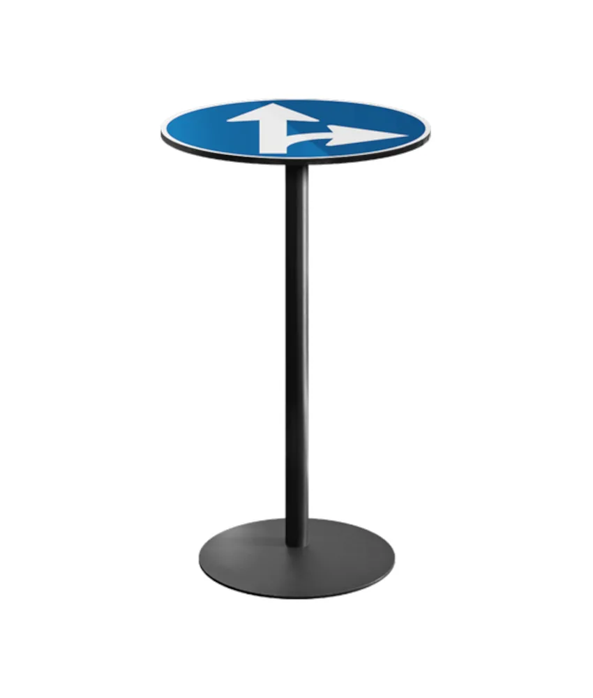Tavolino alto con simbolo serie Road, personalizzabile - base in acciaio