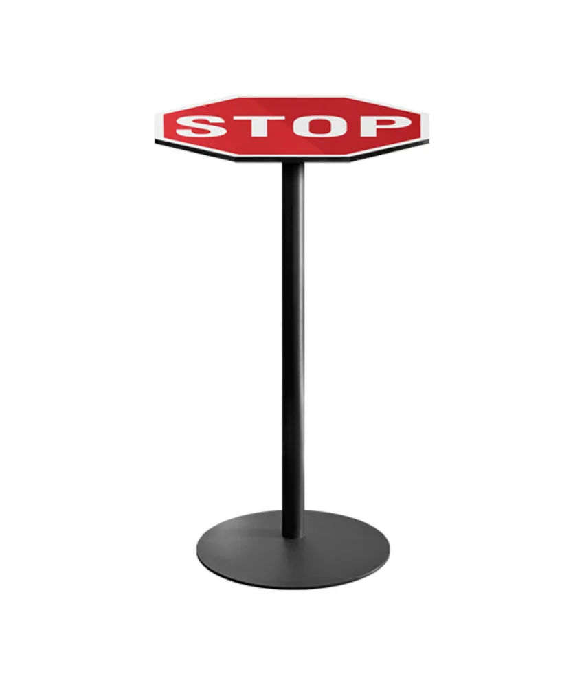 Tavolino alto con simbolo serie Road, personalizzabile - base in acciaio