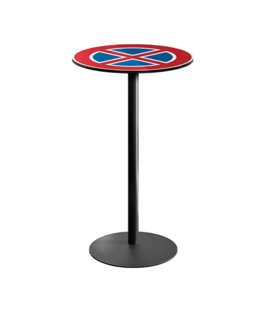 Tavolino alto con simbolo serie Road, personalizzabile - base in acciaio