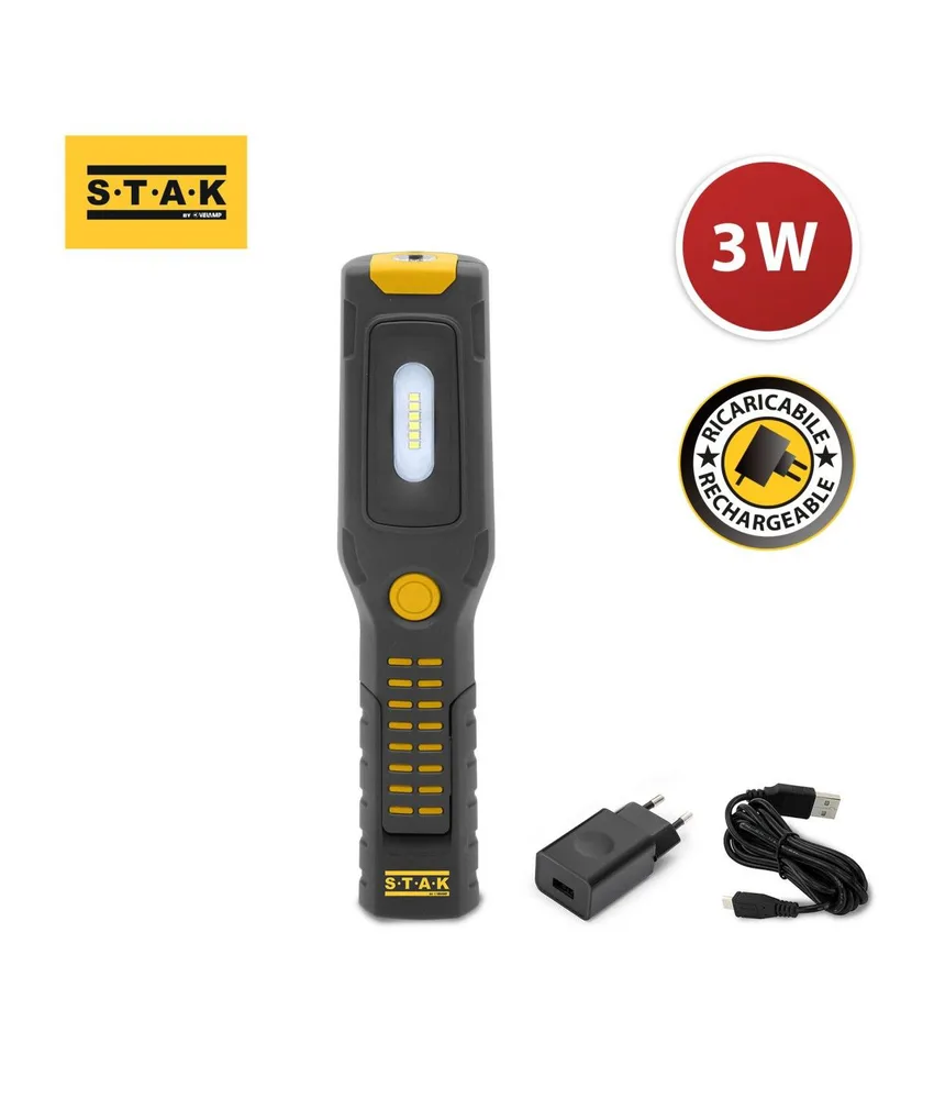 Torcia led ricaricabile, portata 10 metri - peso 350 gr
