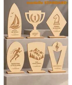 Trofeo personalizzato inciso a legno
