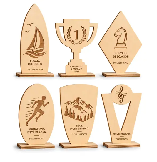 Trofeo personalizzato inciso a legno