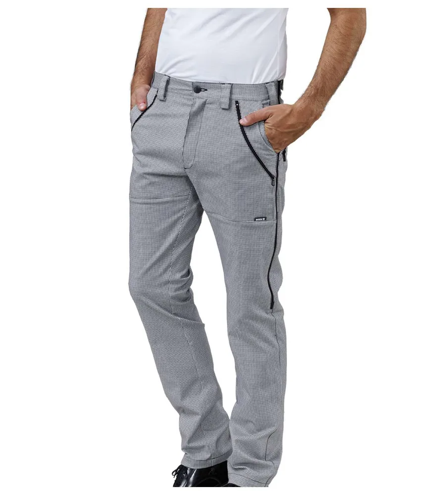 Pantaloni cuoco Siggi Trinity, 3 taglie in 1 - zip lungo i fianchi per regolazione misura taglia - multitasche