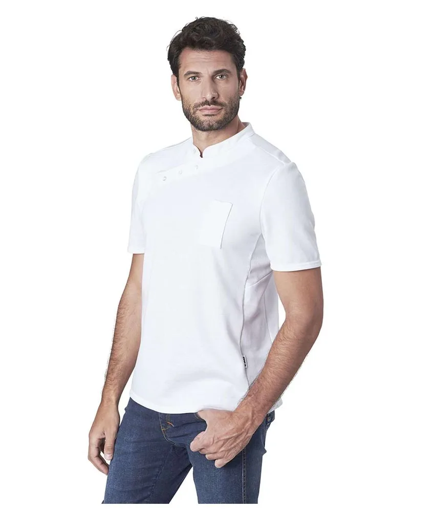 Polo chef Siggi Fedro, apertura diagonale con bottoni - traspirante - piquet doppiato