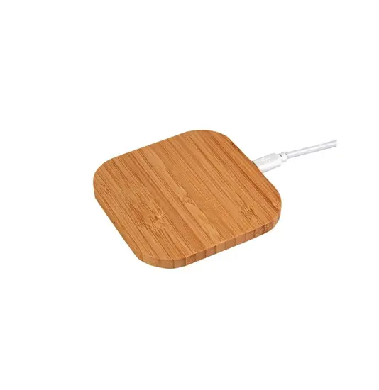 Base di ricarica wireless in Bamboo - Input 5V/2A , Output 5V/1A , Potenza di trasmissione