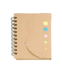 Block notes ad anelli in carta riciclata (60 pag.) con foglietti adesivi