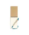 Block notes ad anelli in carta riciclata, fogli bianchi (70 pag.) con penna in cartone